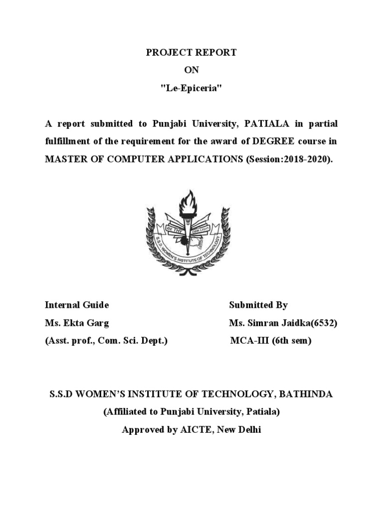 MCA Final Major Project Report PDF Scrum (Software Development