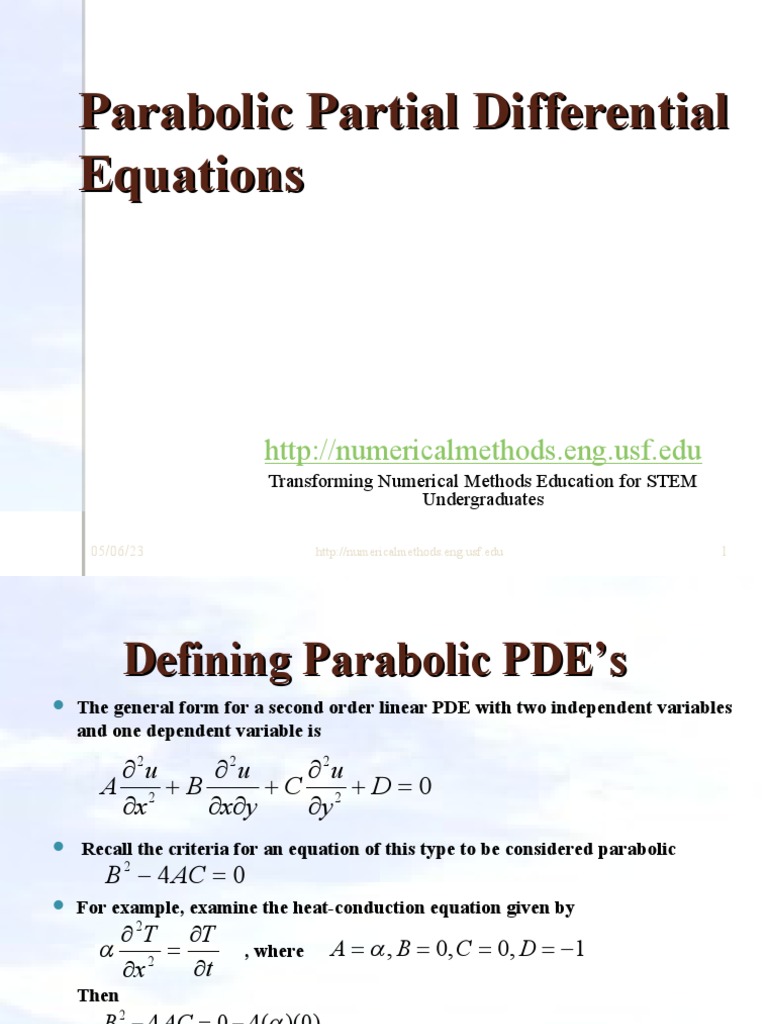 Parabolic PDEs: Explicit & Implicit Methods | PDF