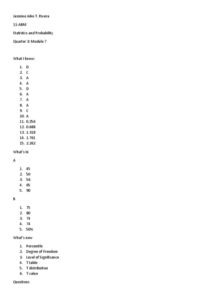 Statistics and Probability | PDF | Percentile | Statistics