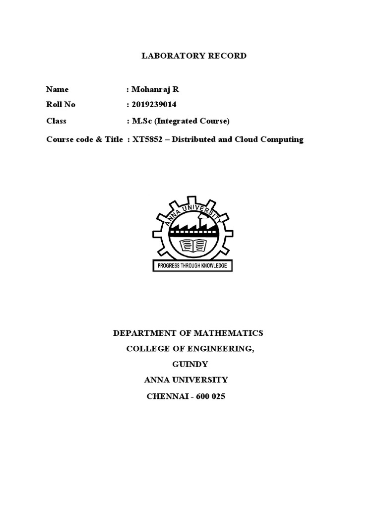 M.Sc Lab Record: Cloud Computing Projects | PDF | Computers
