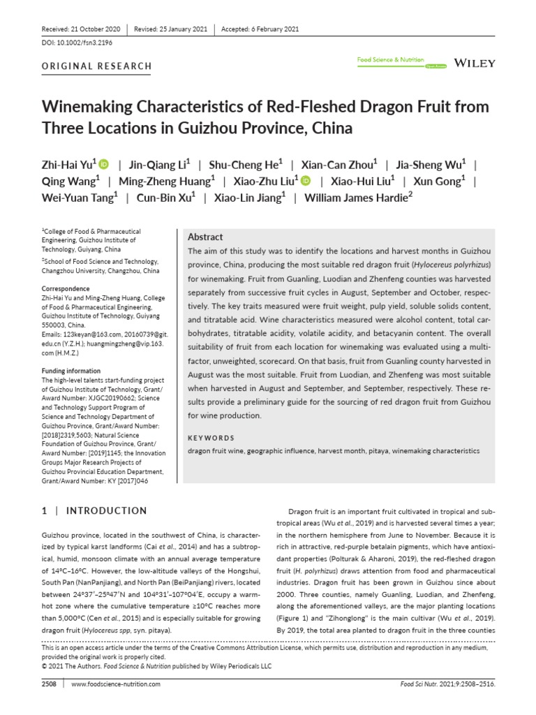 Winemaking Characteristics of RedFleshed Dragon Fruit PDF