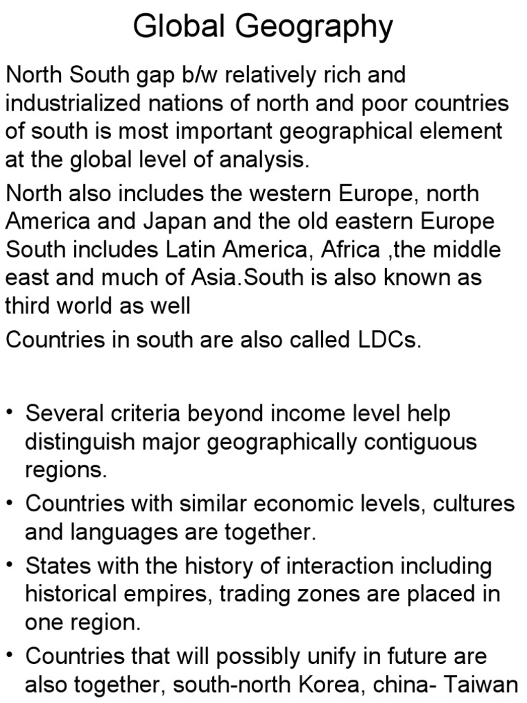 Understanding Global Geography The NorthSouth Divide and the