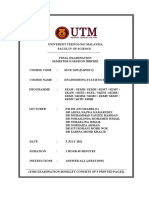 UTM Engineering Statistics Exam