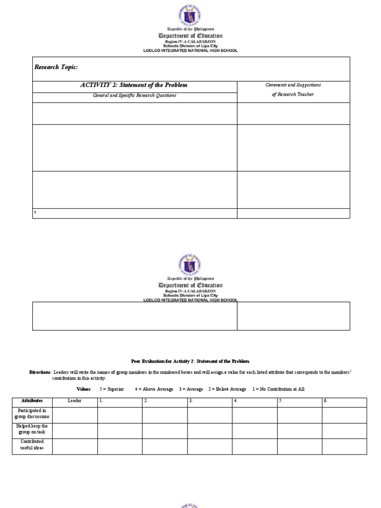 Activity 2 - Statement of The Problem | PDF