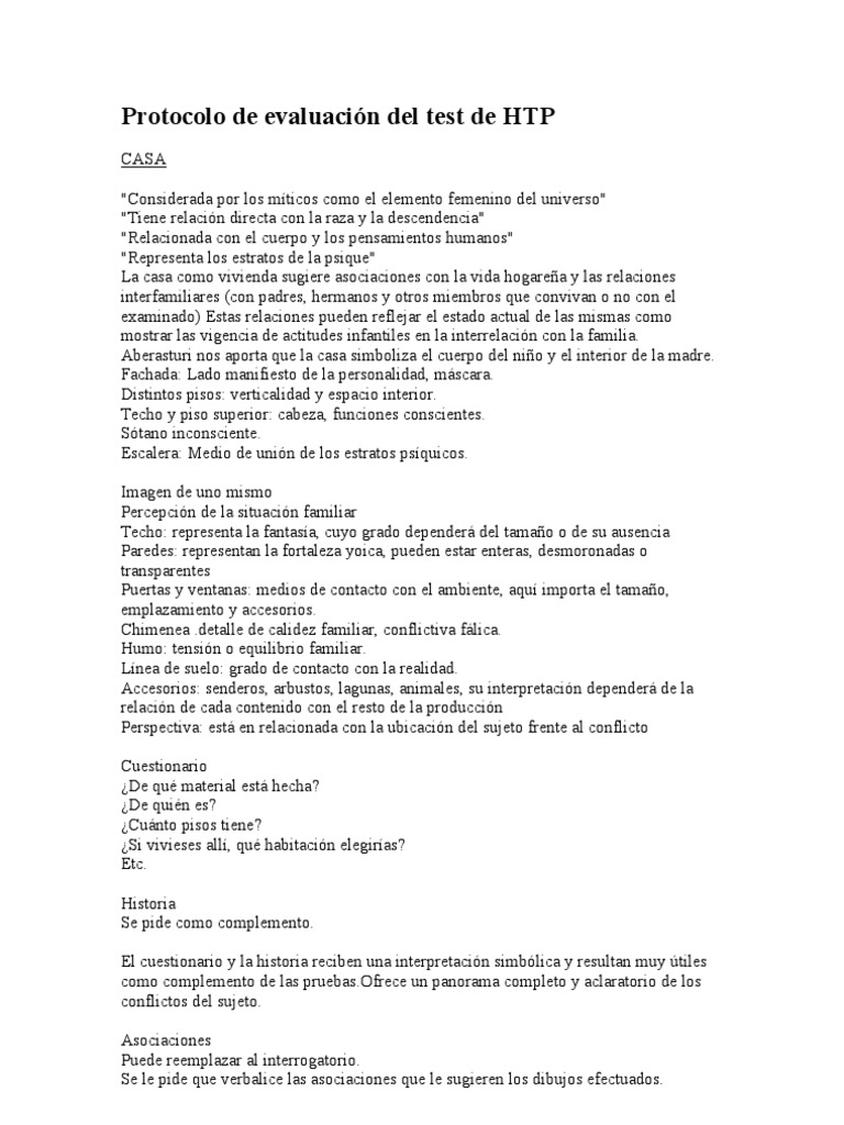 Protocolo de Evaluación Test HTP | PDF