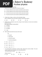 Nuclear Physics MCQ's PDF