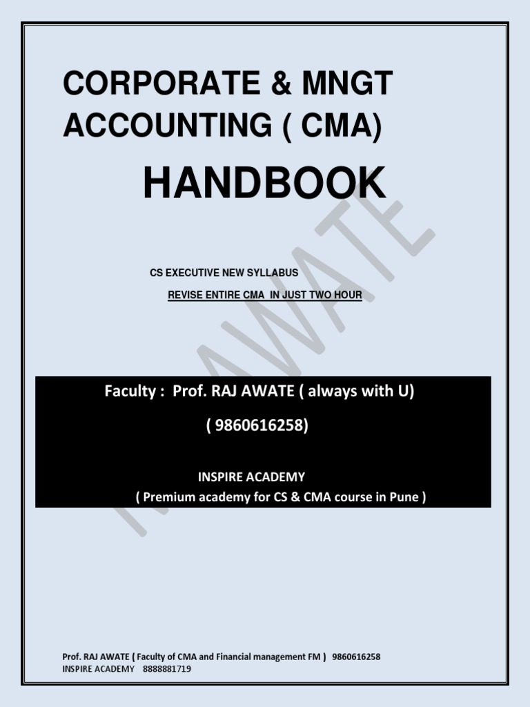 CORPORATE AND MANAGEMENT ACCOUNTING Handbook PDF PDF