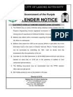 Tender Notice: Walled City of Lahore Authority