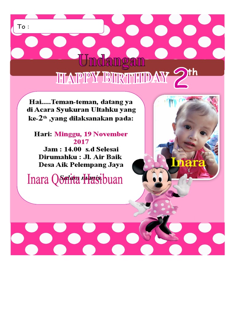 Undangan Ultah ke-2 Venti | PDF | Griya & Taman