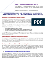 Business Transactions and Their Analysis As Applied To THE Accounting Cycle of A Merchandising Business (Part Ii)