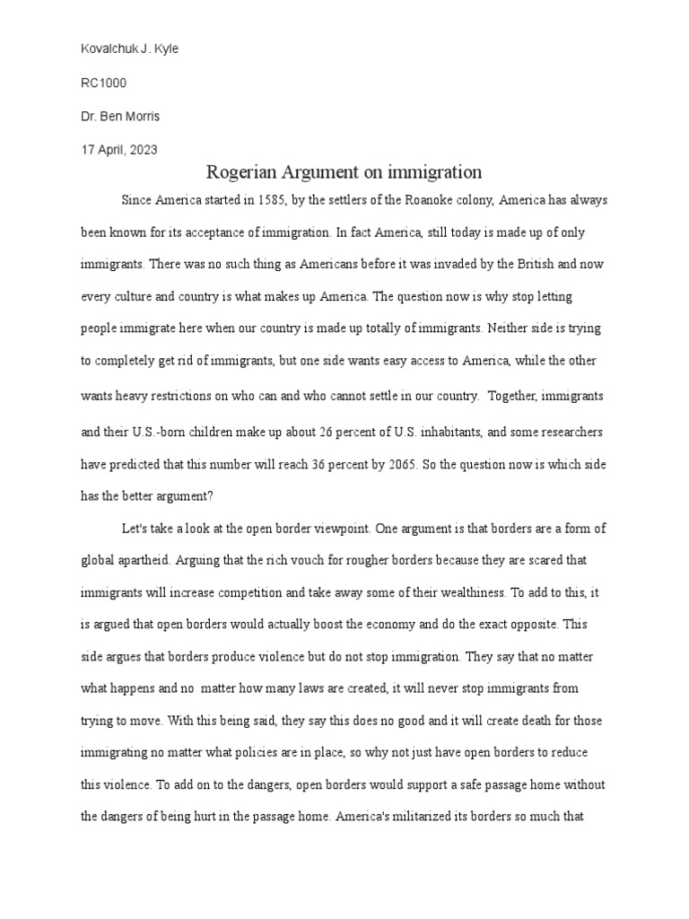 Kyle Kovalchuk Rogerian Argument 1 | PDF