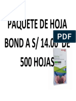PAQUETE DE HOJA BOND A S