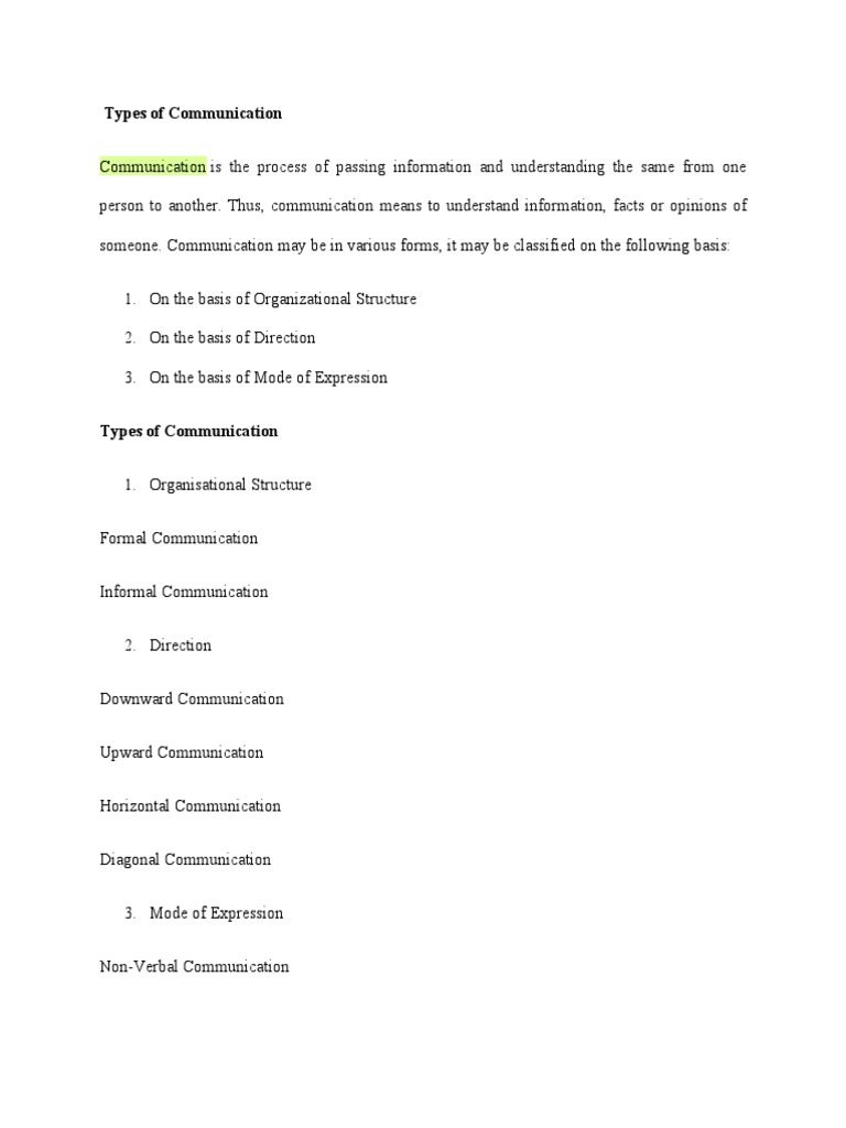 Types of Communication | PDF | Communication | Nonverbal Communication