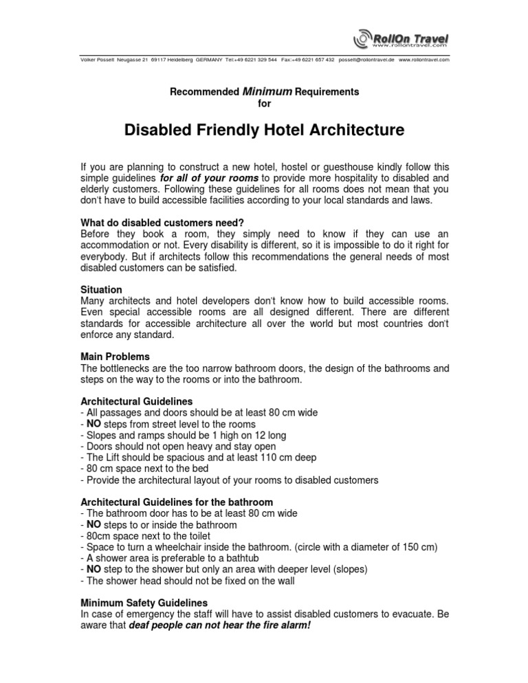 Guidelines for Accessible Hotel Design | PDF | Disability | Hotel