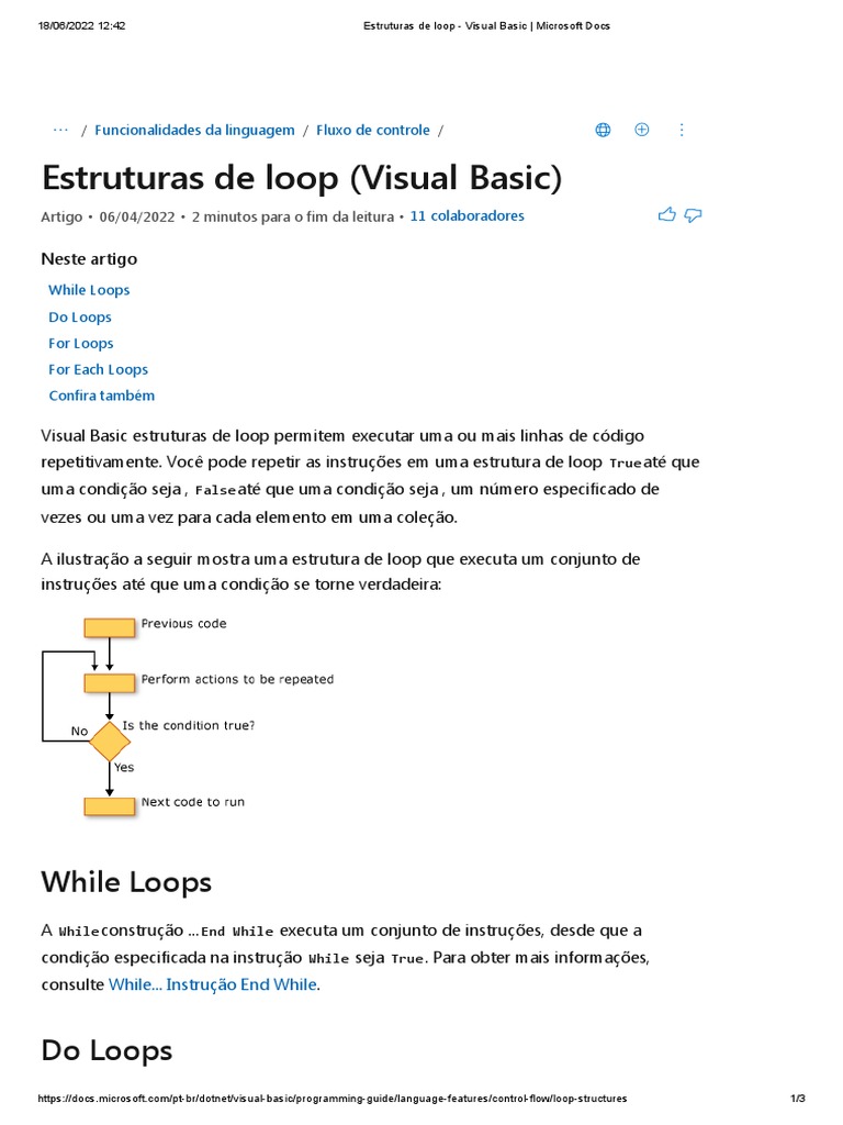Estruturas de Loop - Visual Basic - Microsoft Docs PDF | PDF