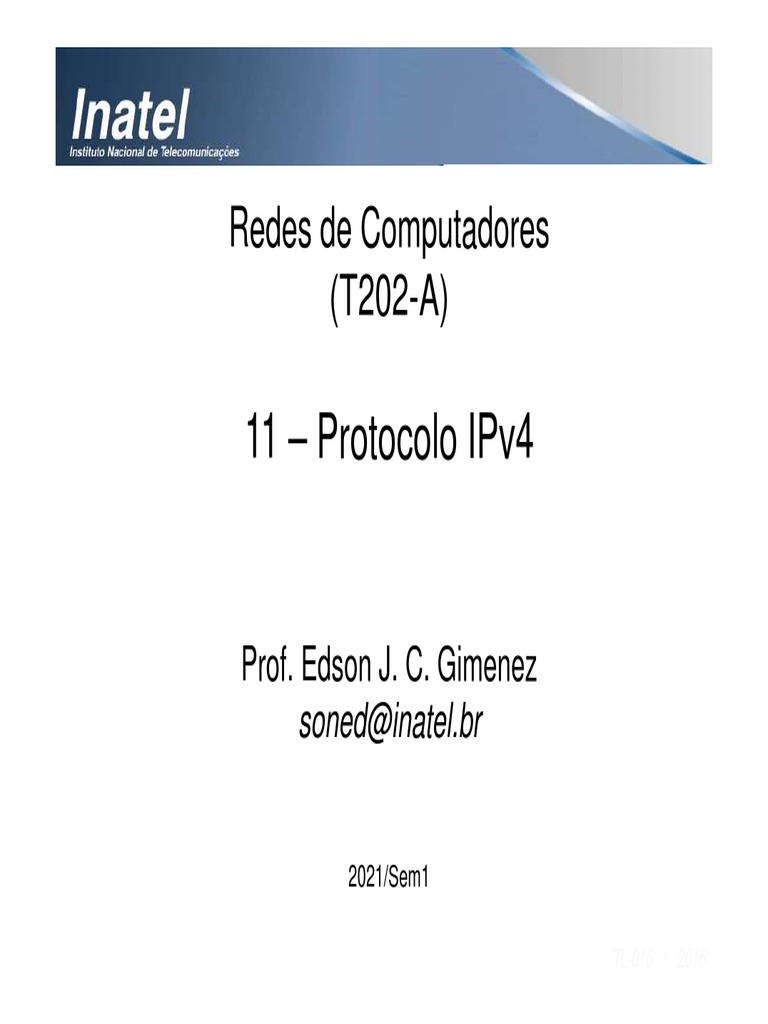 11 Protocolo IPv4 | PDF | Rede de computadores | Endereço de IP