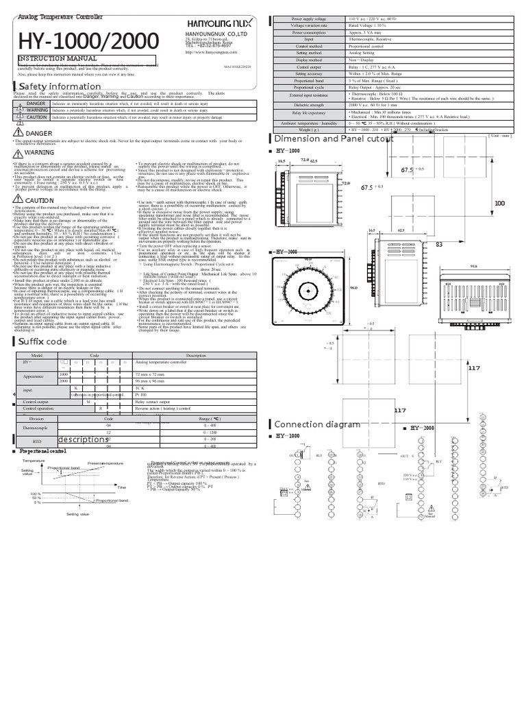 HY-1000 Analog Temperature Controller | PDF