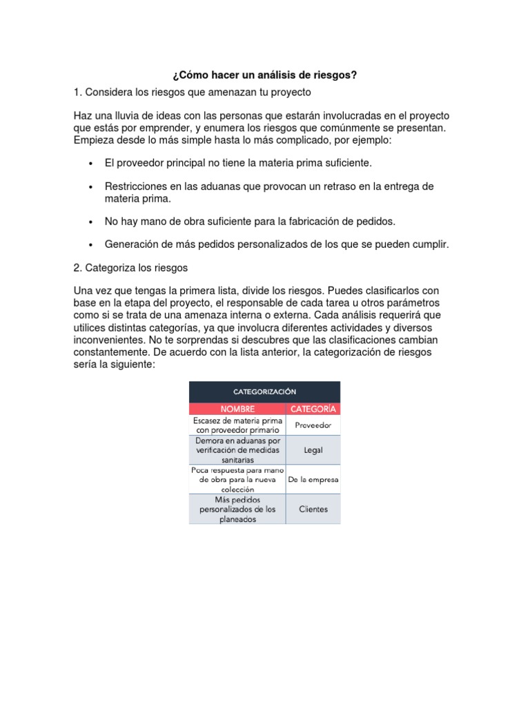 Cómo realizar un análisis de riesgos | PDF | Negocios