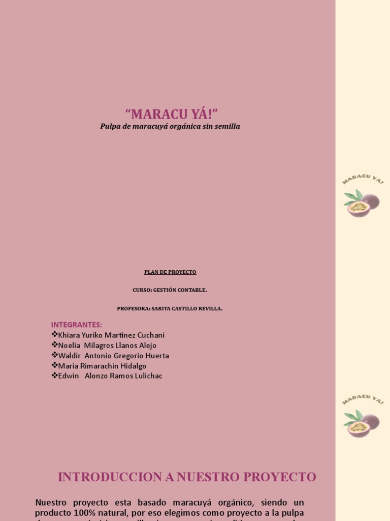 Plan de Proyecto Maracu Ya! PDF Cocina, comidas y vino