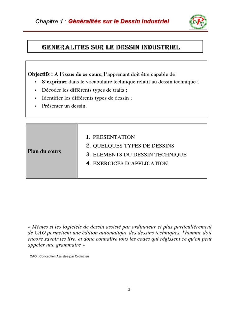 Comment Reproduire Un Schema Technique Dessin Industriel Debutant Chap 1 Generalités PDF | PDF | Dessin technique | Dessin