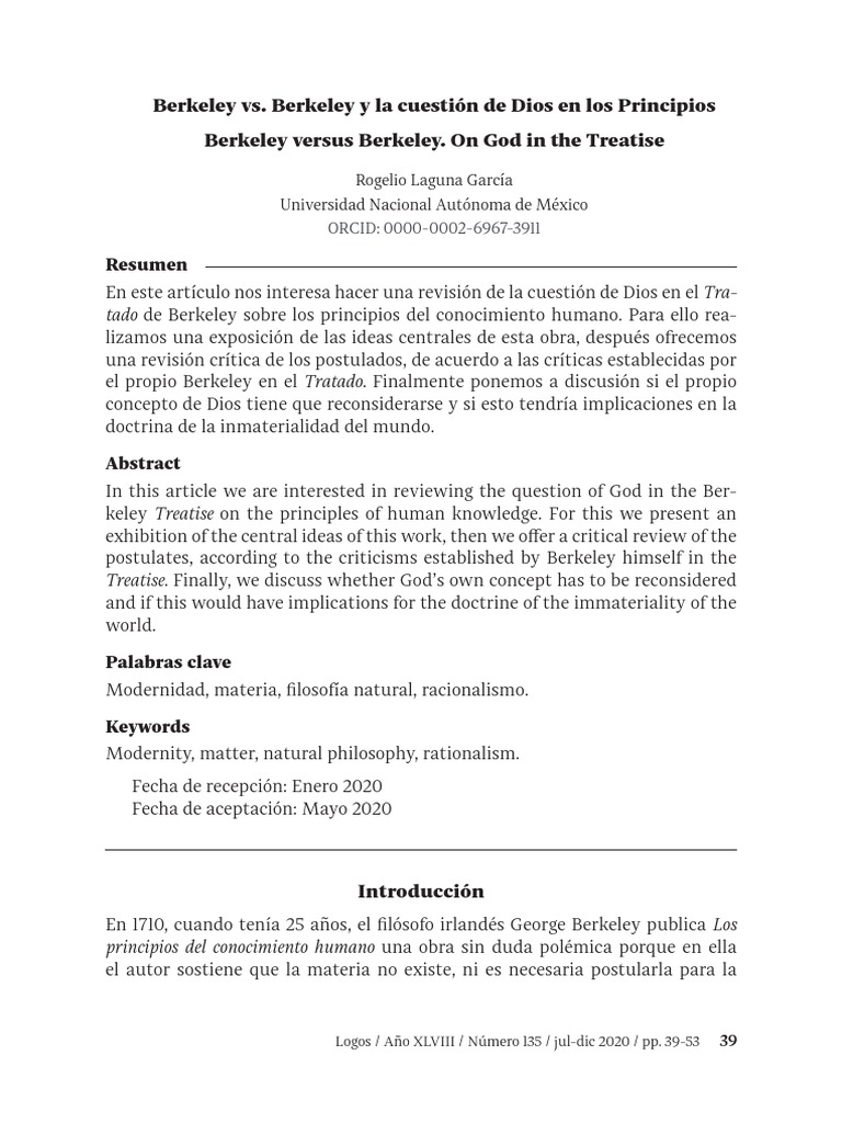 Berkeley vs. Berkeley y La Cuestión de Dios en Los Principios | PDF