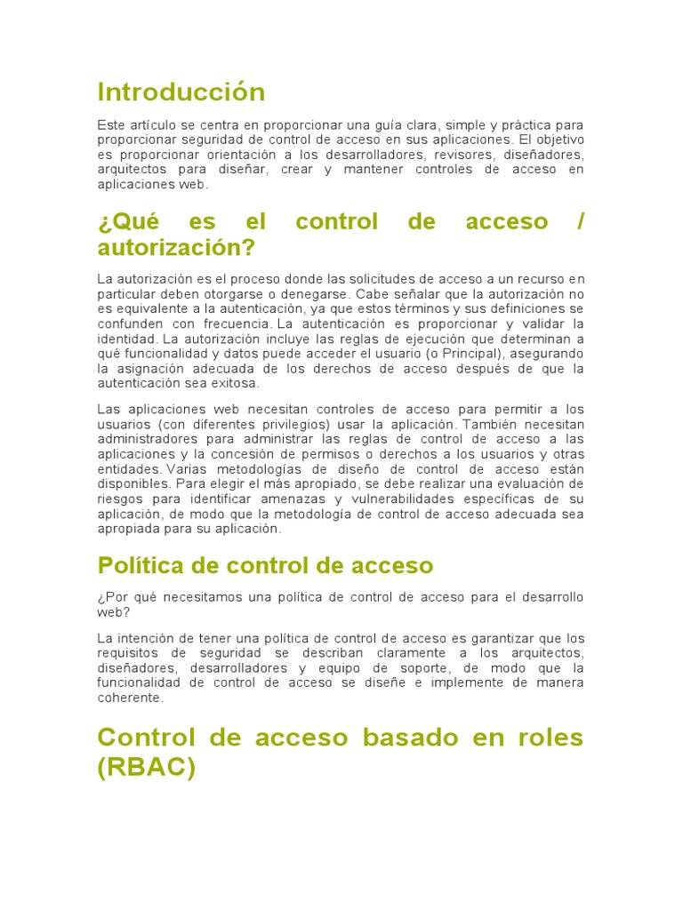 Guía de Seguridad en Control de Acceso | PDF | Usuario (informática ...