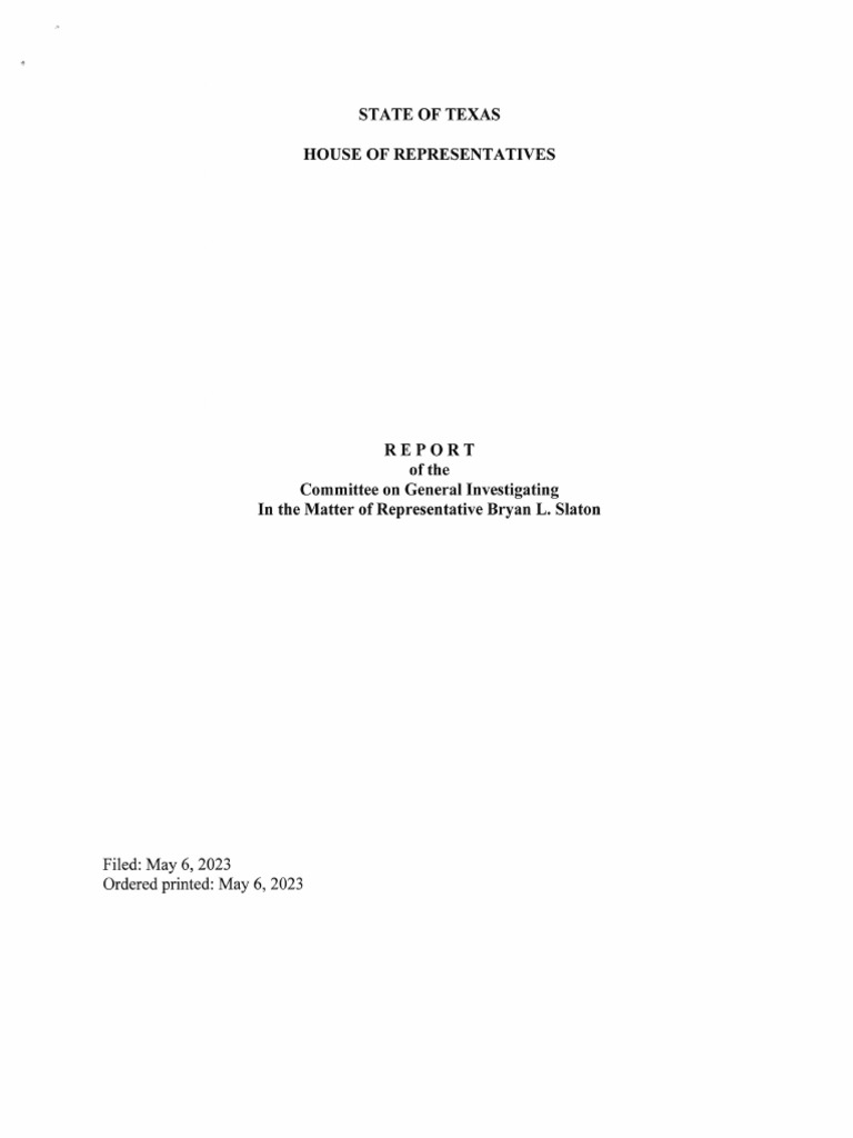 House General Investigating Committee Report Bryan Slaton PDF