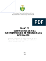Plano Continuidade TIC SINFO UFRN PDF