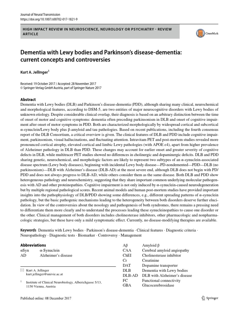 Dementia with Lewy bodies and Parkinson’s disease‑dementia- current ...