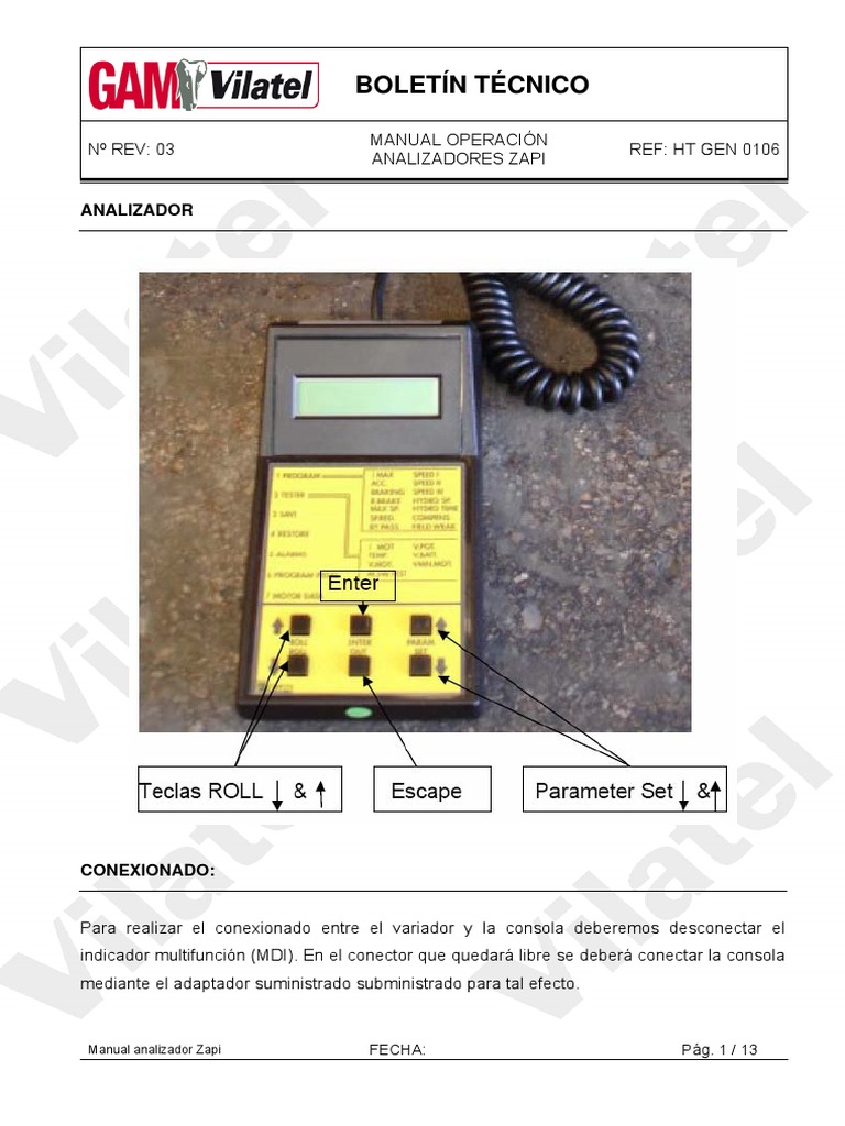 Manual de Operación Analizadores Zapi | PDF | Cantidades fisicas ...