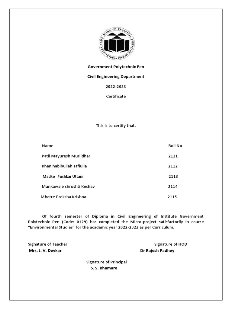 Environment study msbte micro project pdf