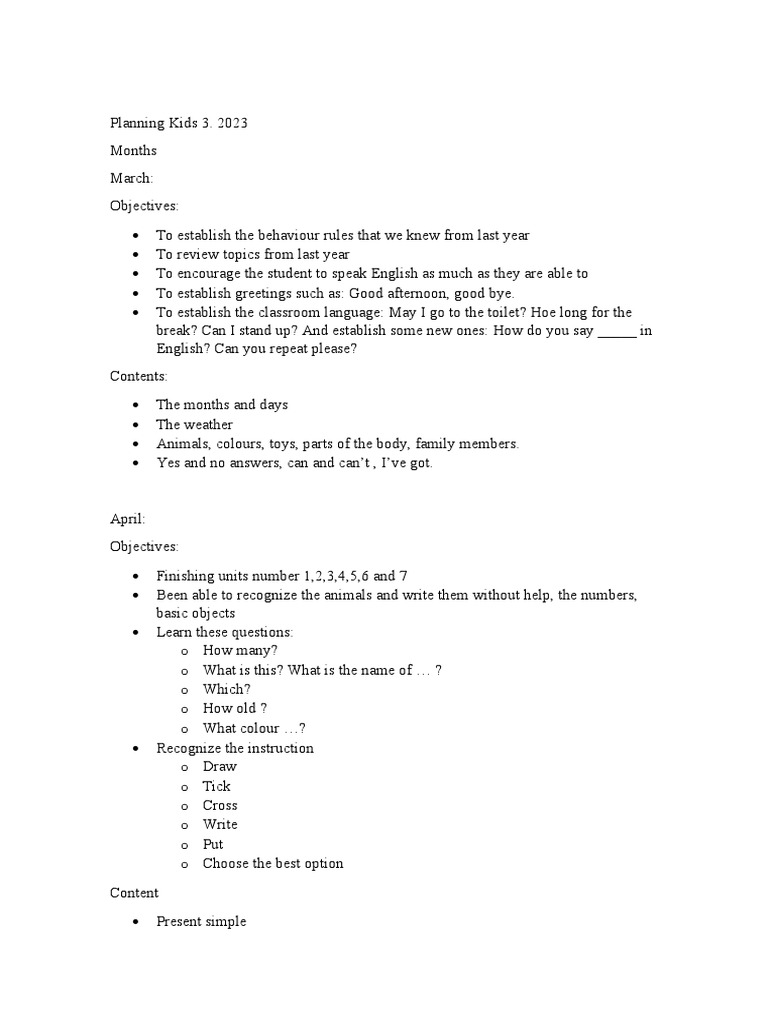 Planning Kids 3 2023 PDF Cognitive Science Language Families