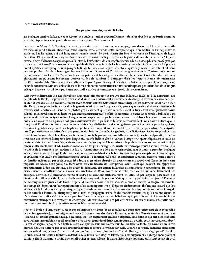 Romanisation des Gaulois et latinisation | PDF | Classiques