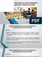 Norma Sanitaria para El Funcionamiento de Restaurantes y Servicios Afines PDF