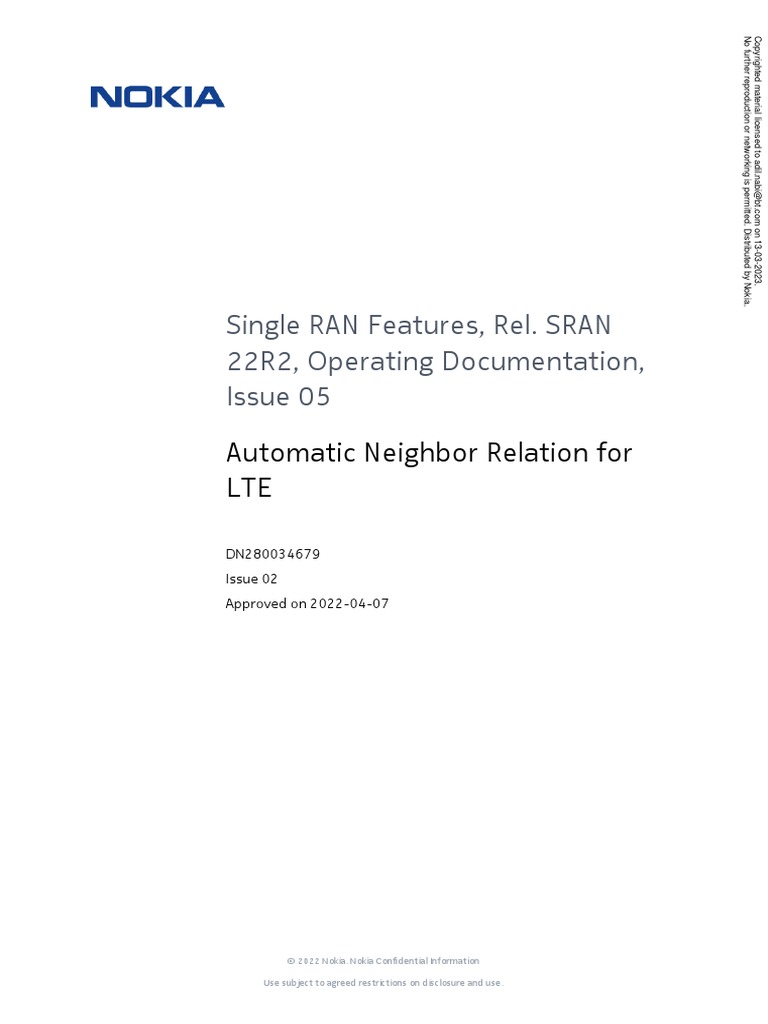 Automatic Neighbor Relation For LTE | PDF | Lte (Telecommunication ...