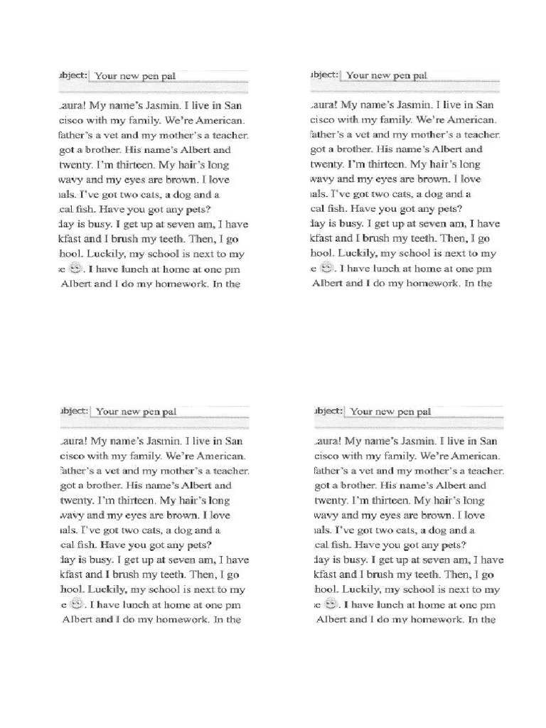 Reading Comprehension. An EMail PDF