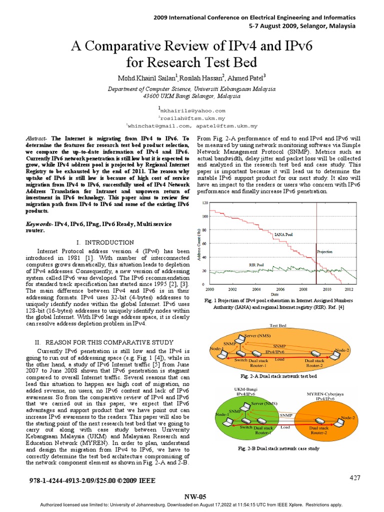 A Comparative Review of IPv4 and IPv6 For Research Test Bed PDF | PDF ...