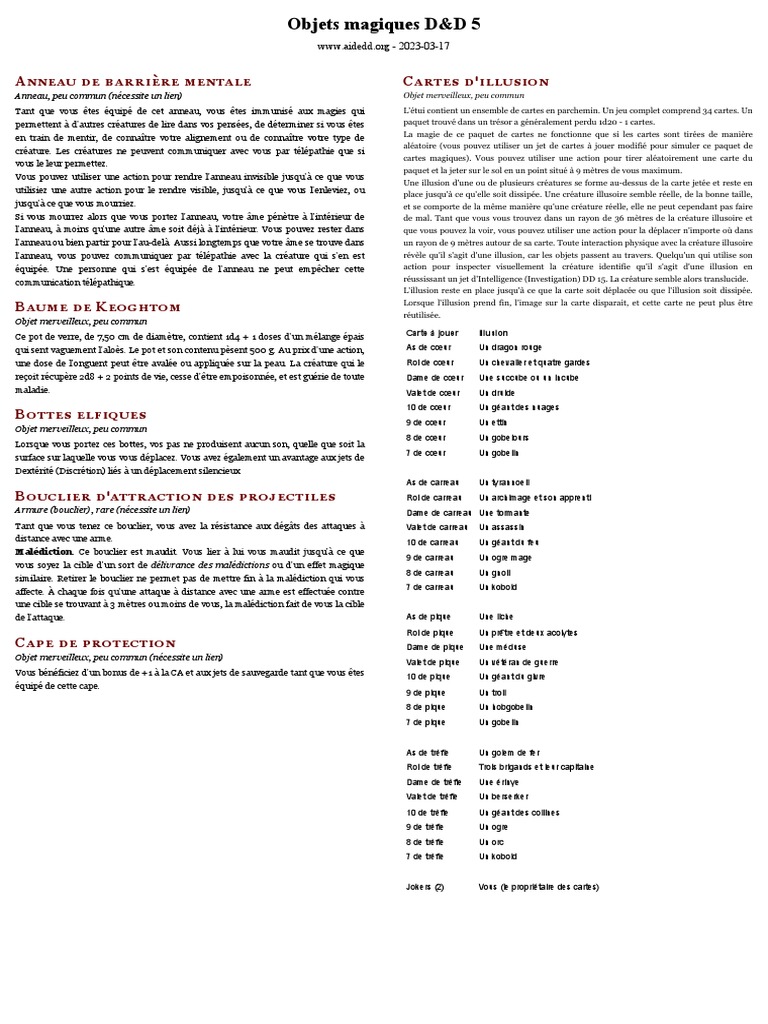 Magic Items Dungeons & Dragons - D&D 5e | PDF | Donjons et dragons ...