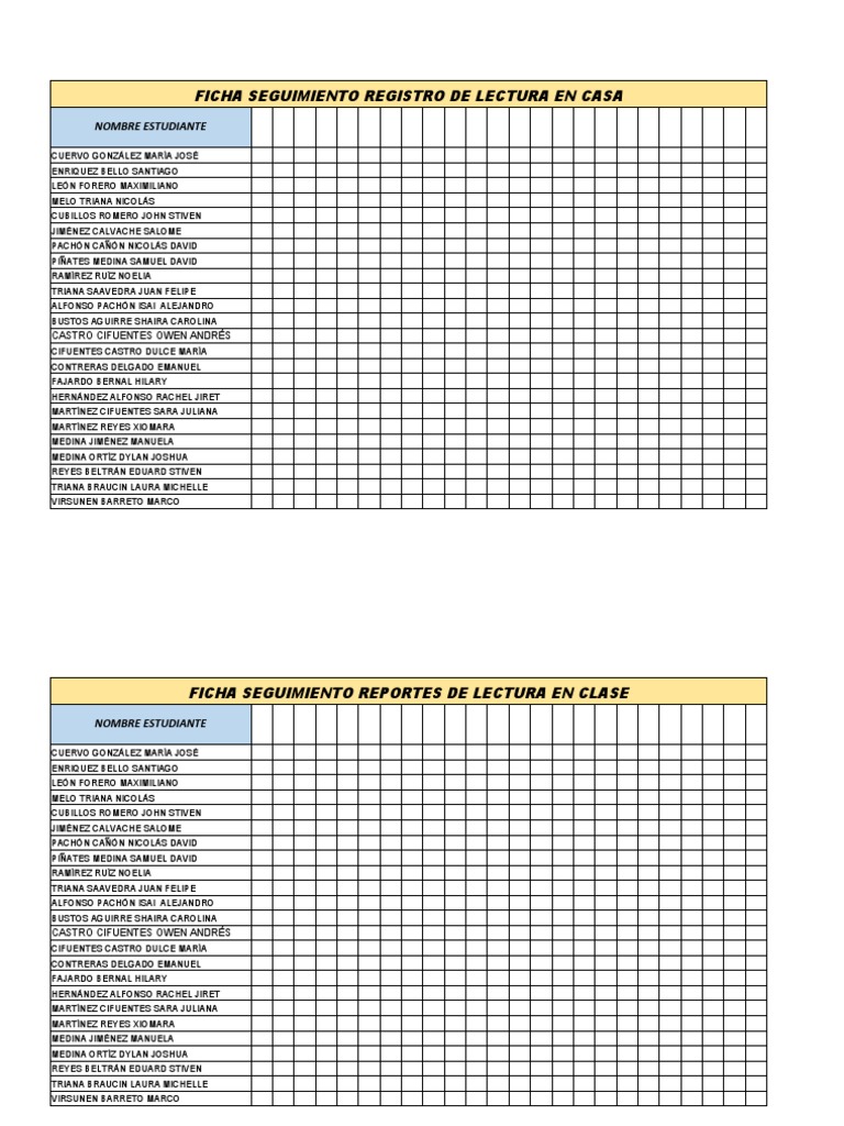 Planilla Seguimiento Lectura | PDF
