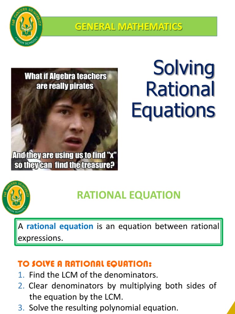 Solving Rational Equations Guide | PDF