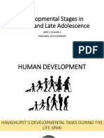 Developmental Stages in Middle and Late Adolescence: Unit 1 Lesson 3 Personal Development