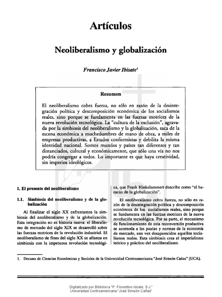 Neoliberalismo y Globalización: Impactos Sociales | PDF | Finanzas y ...