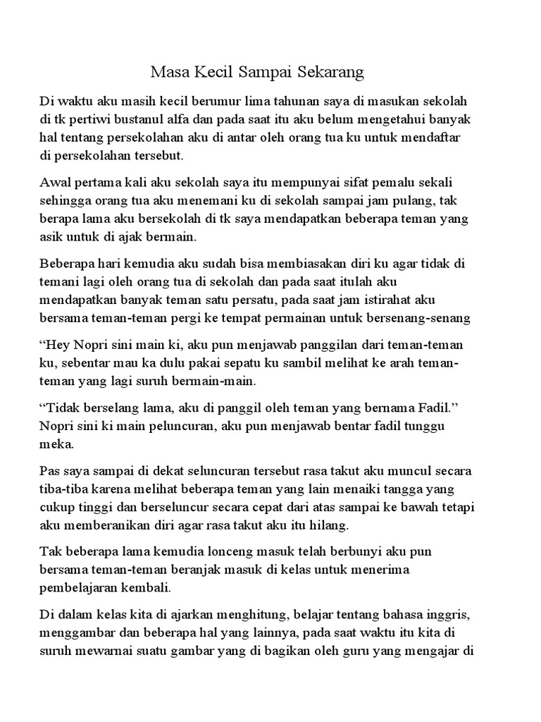 Masa Kecil Sampai Sekarang Pdf Puisi