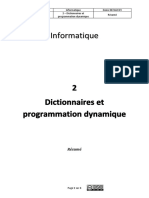 2 - Dictionnaires Et Programmation Dynamique - Résumé PDF