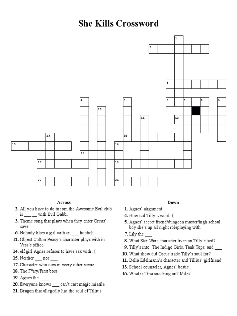 She Kills Crossword 2 PDF PDF