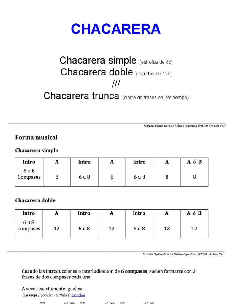 Estructura de la Chacarera: Tipos y Ejemplos | PDF | Artes del Lenguaje ...