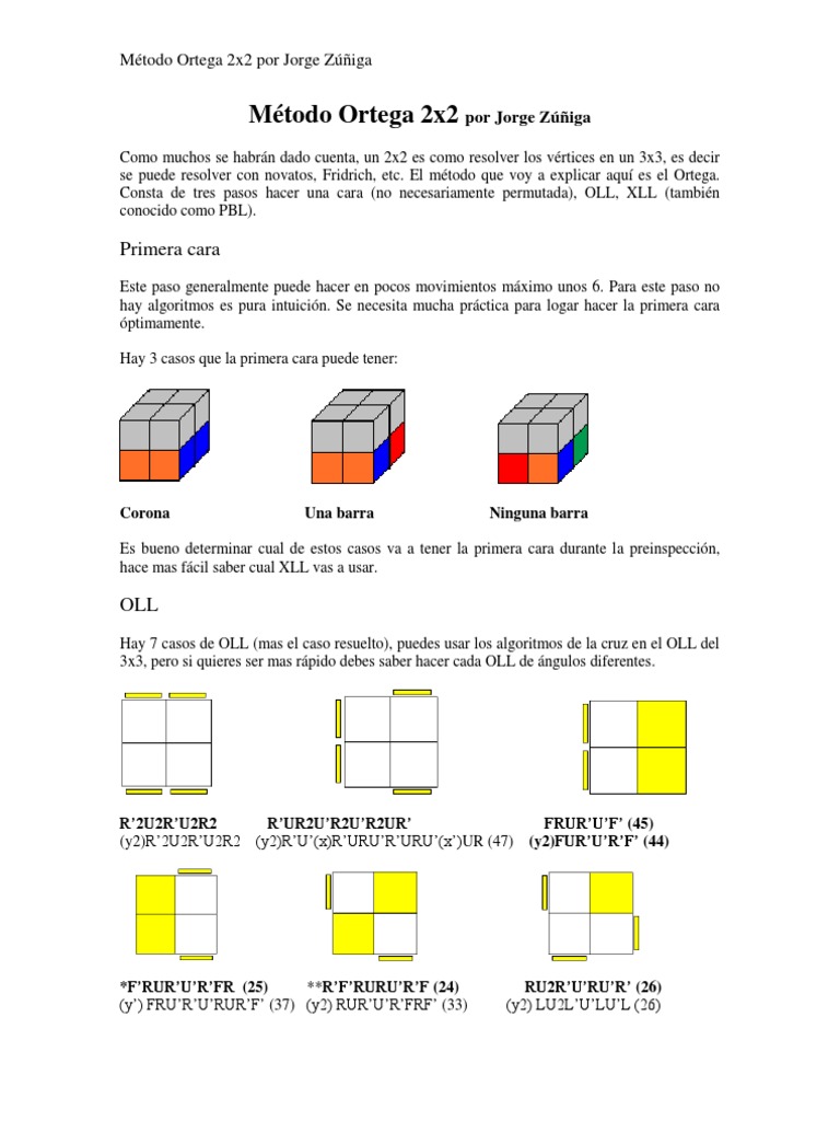 Pasos Cubo Rubik 2x2 2x2 Metodo Ortega JZ | PDF | Enseñanza de matemática | Science
