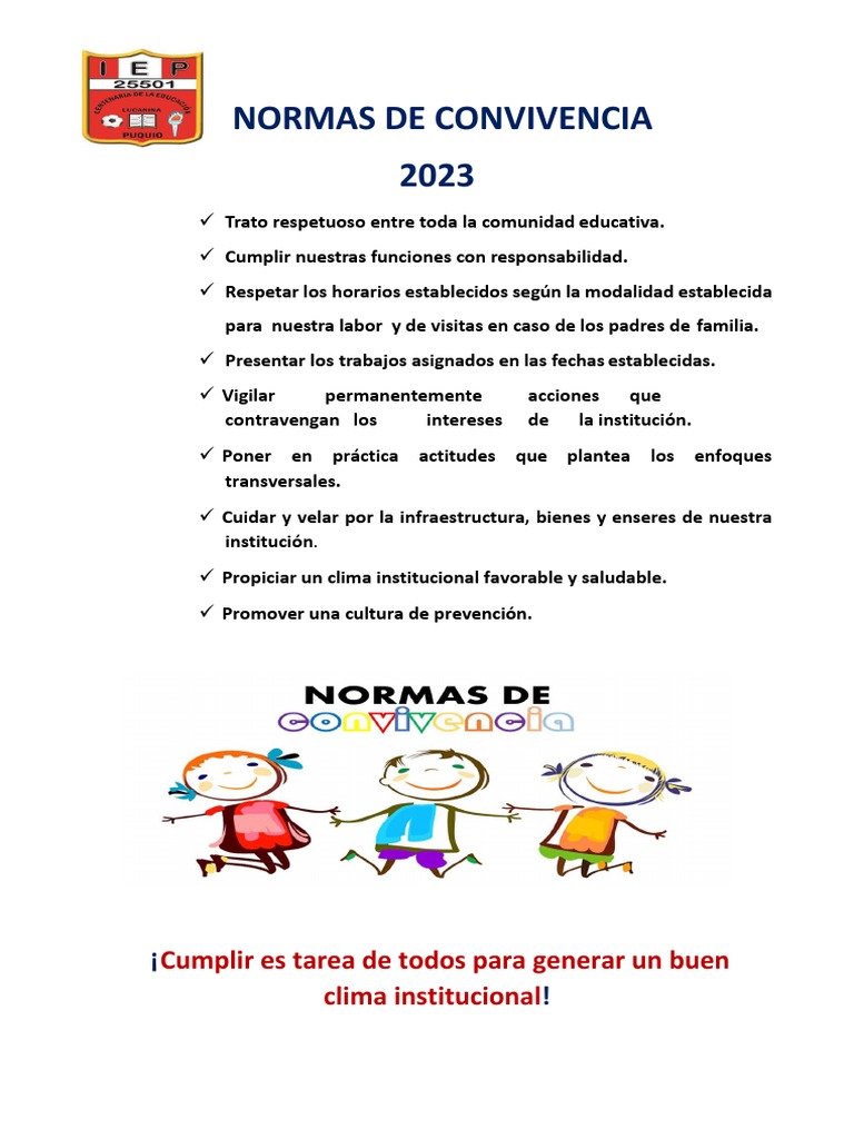 Normas de Convivencia en el Colegio Vilcapaza | PDF | Crecimiento ...
