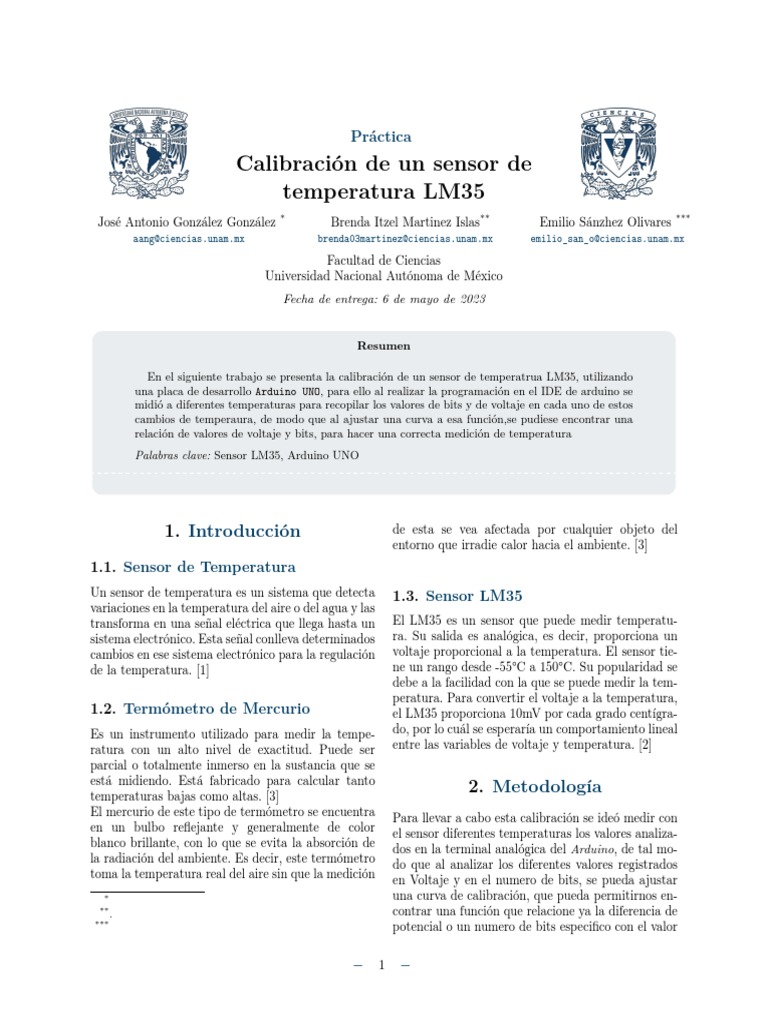 Calibración del sensor LM35 a bajo cero | PDF | Sensor | Temperatura