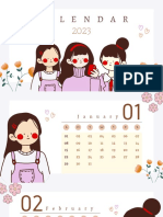 Beige Floral Korean Calendar 2023 Calendar